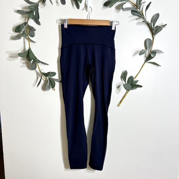 Lululemon Dark Blue Leggings with Mesh Panels LAST CALL - Picture 1 of 7